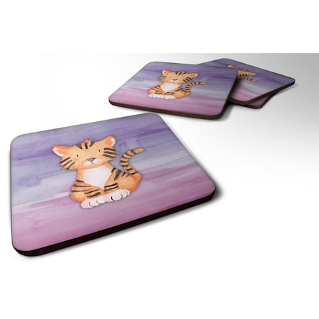 Tiger Cub Watercolor Foam Coasters - Set Of 4